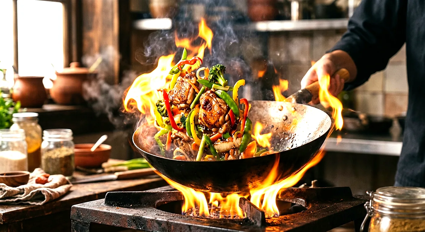 Frisch gebratenes Wok-Gericht